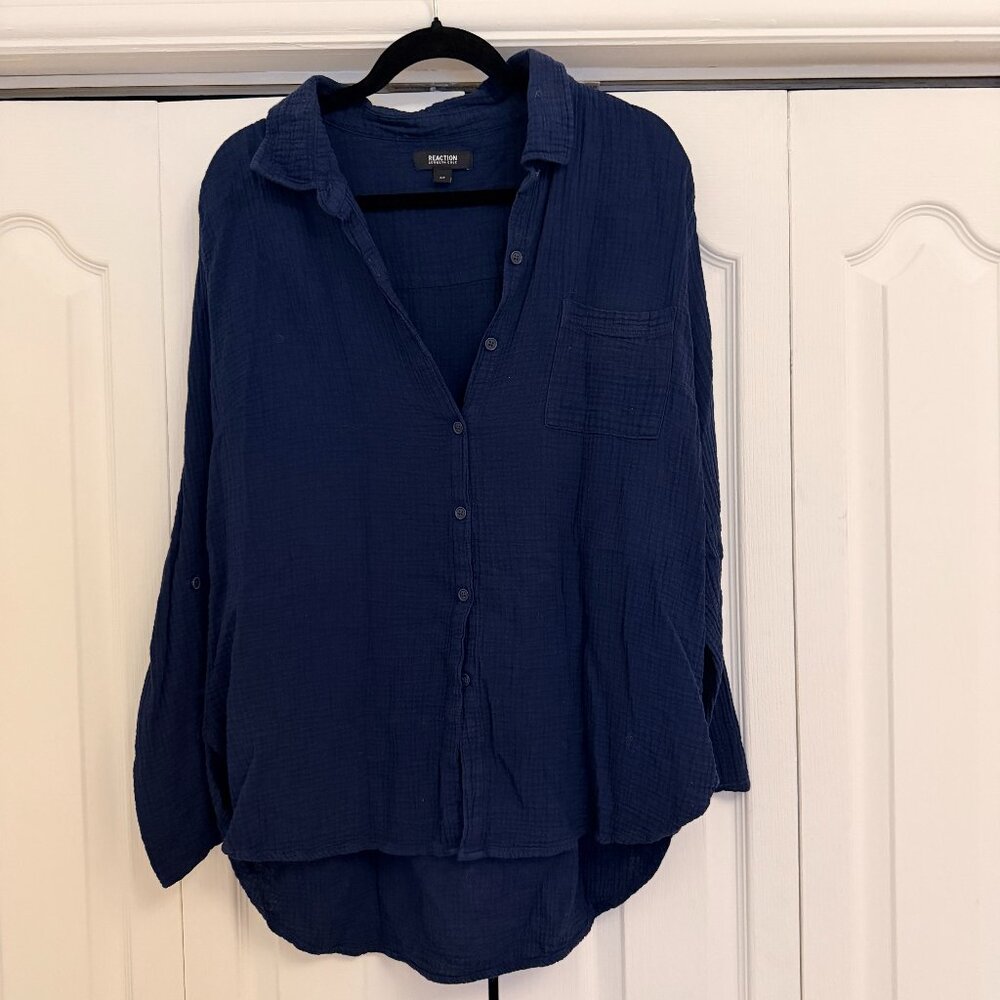 Kenneth Cole Reaction Navy Button-Down Shirt